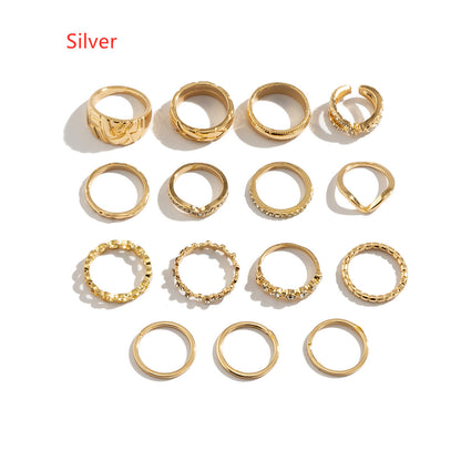 European And American Retro Cold Wind Combination Hollow Curved Ring