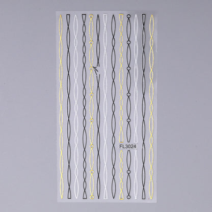 Nail Art 3d Hot Stamping Line Sticker Stripe Wave Adhesive Sticker