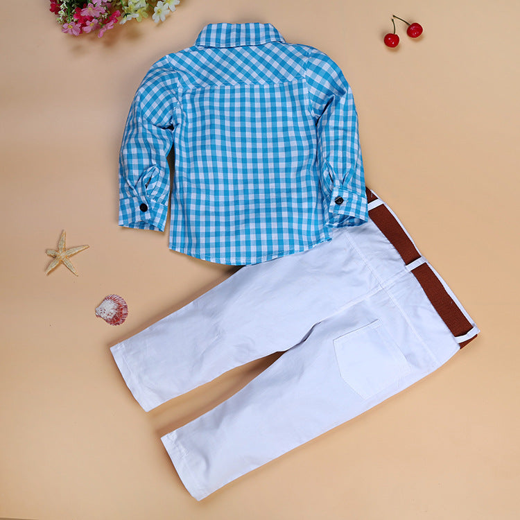 Boy's shirt and trousers belt 3-piece suit