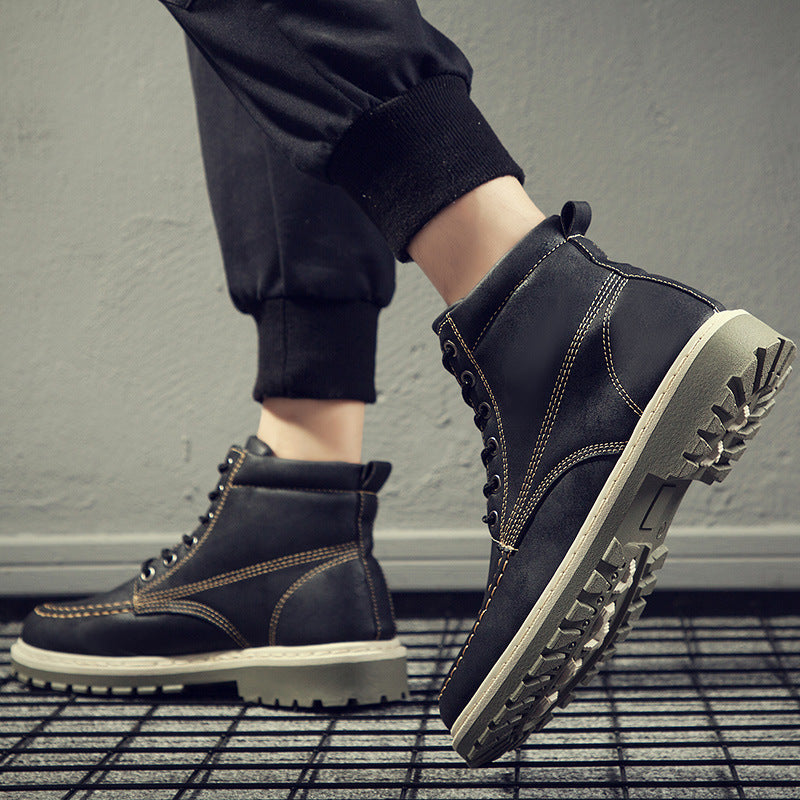 autumn new men's Martin boots trend high-top men's boots locomotive British men's shoes leather tooling boots students
