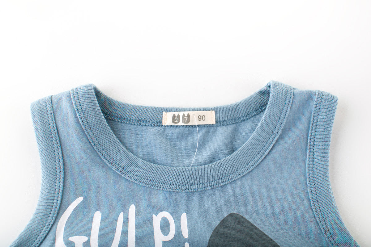 Fashion Boys Sleeveless Sling Cartoon Baby Top