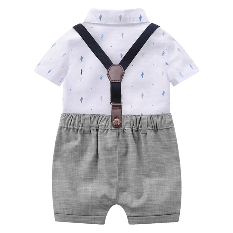 Baby clothes spring and summer baby romper short sleeve little gentleman dress