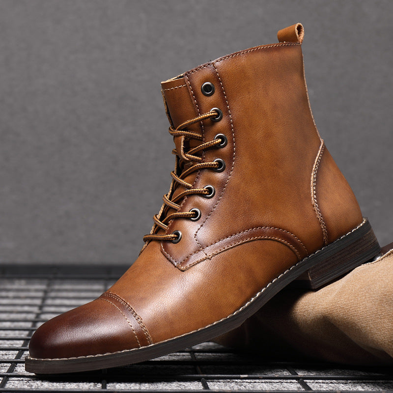 Men's Martin Boots Men's Shoes Pointed Toe Retro Leather Boots