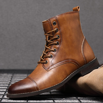 Men's Martin Boots Men's Shoes Pointed Toe Retro Leather Boots