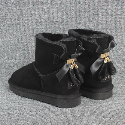 Low Tube Mink Fur Women's Plus Size Couple Boots