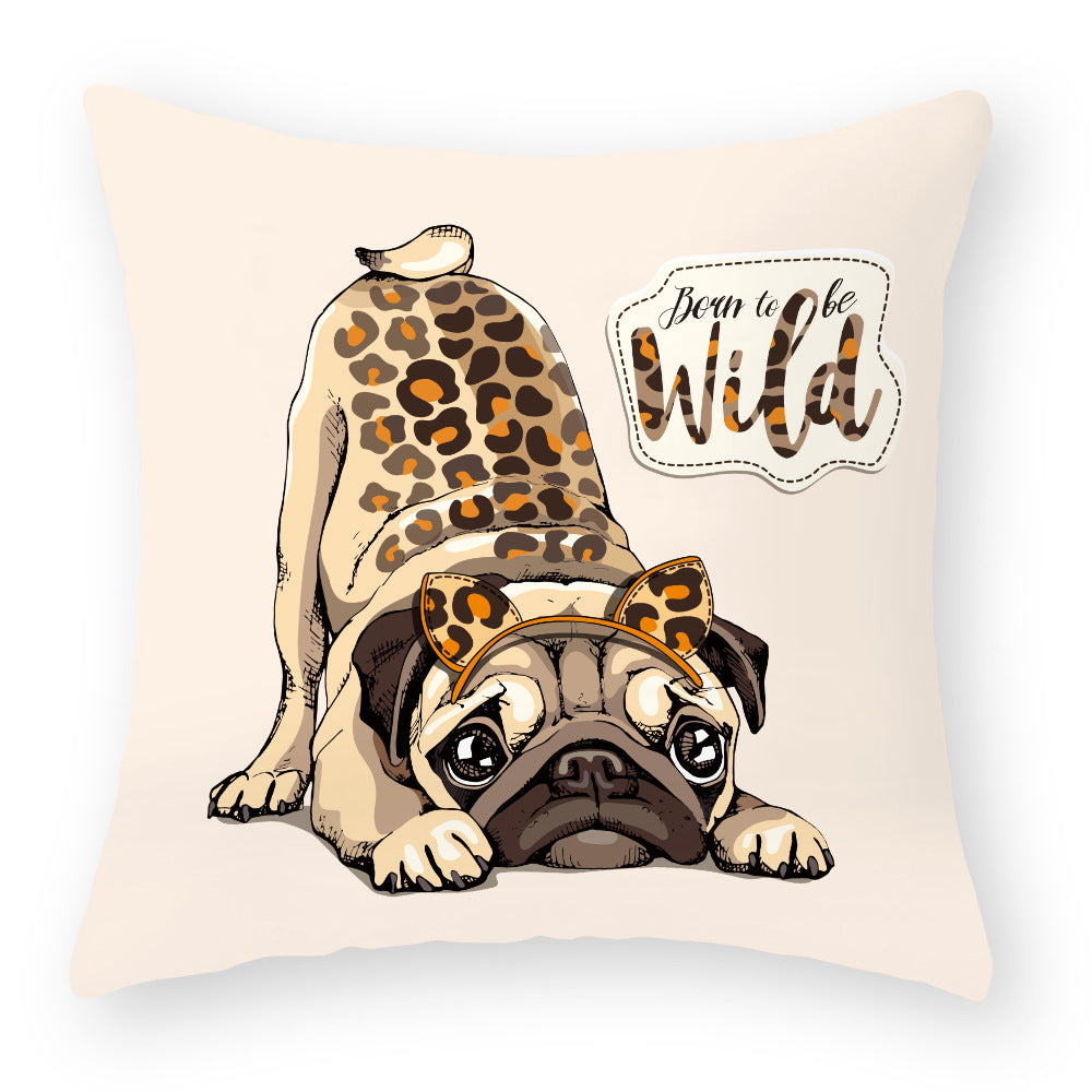 Cartoon dog peach skin hug pillowcase cushion pillowcase car sofa waist