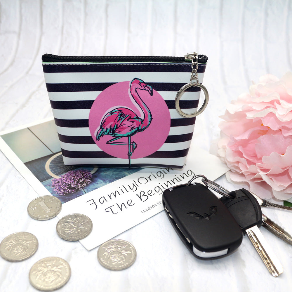 Flamingo print zipped coin purse