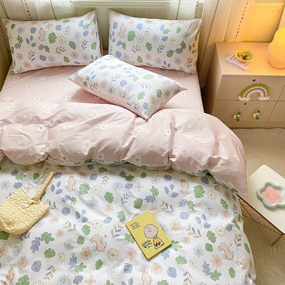 Printed Cartoon Girl  Quilt Cover Cotton Four-piece Bed Sheet