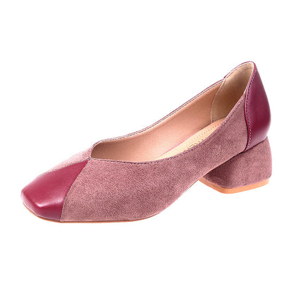 Mid-heel chunky heel slip-on shoes