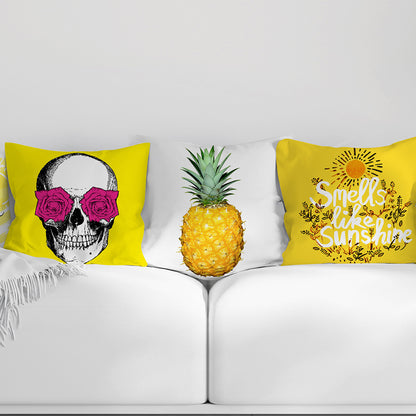 Geometric yellow Hawaiian pillowcase