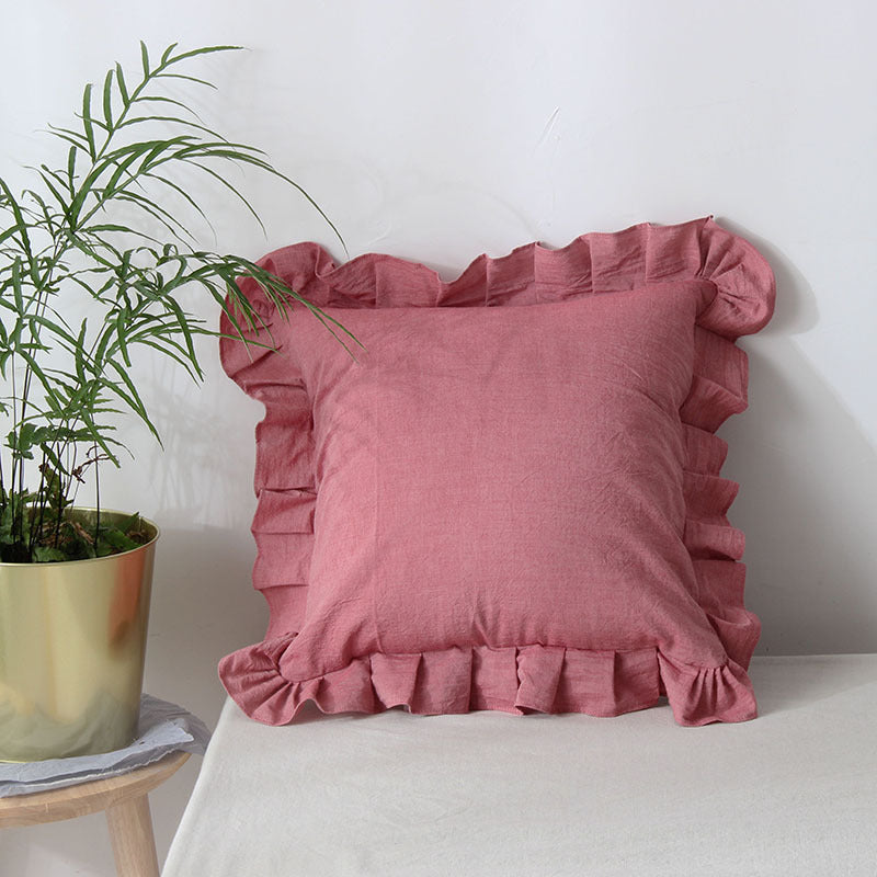 Nordic Style Lotus Leaf Simple Solid Color Pillow Cushion Square