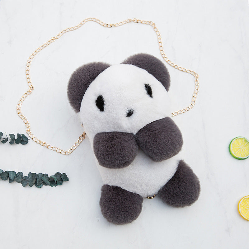 Panda plush diagonal bag