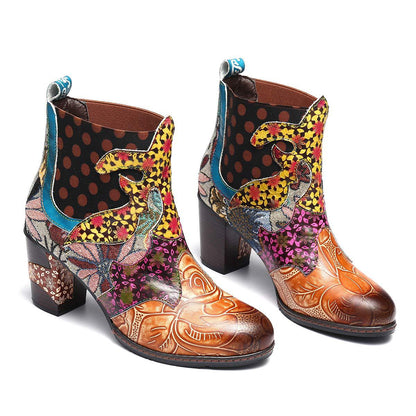 Round toe thick heel warm plus size women's boots
