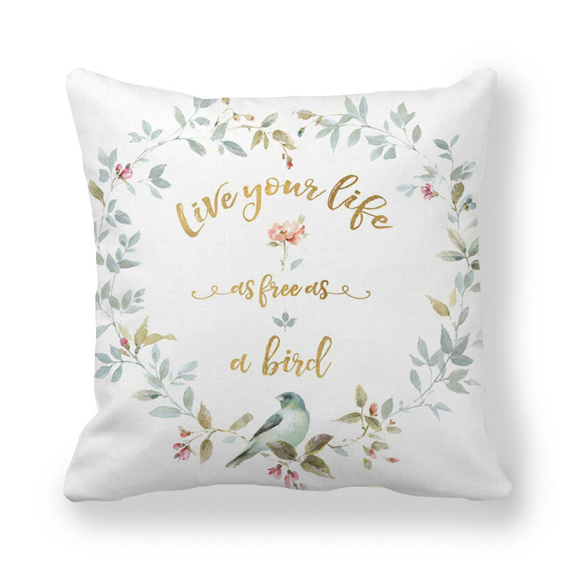 Butterfly Flower Pattern Encrypted Peach Skin Pillowcase