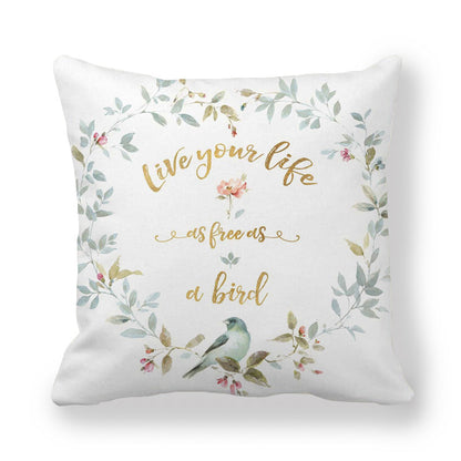 Butterfly Flower Pattern Encrypted Peach Skin Pillowcase