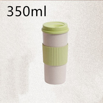 Reusable Coffee Tea Cup Random Color Wheat Straw Mug Coffee Cup with Lid Home Outdoor Water Bottle Travel Insulated Cup