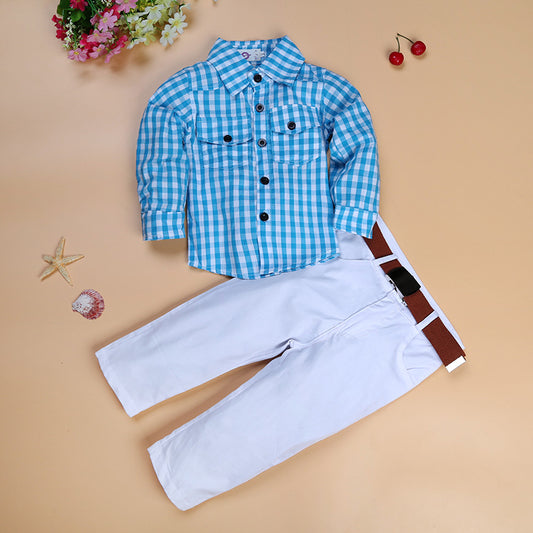 Boy's shirt and trousers belt 3-piece suit