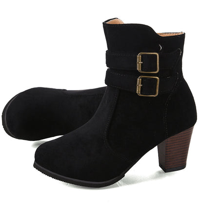 Belt buckle side zipper for women's boots