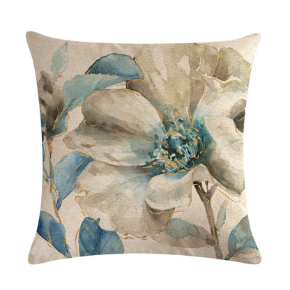 Blue style oil painting bird and flower pillow