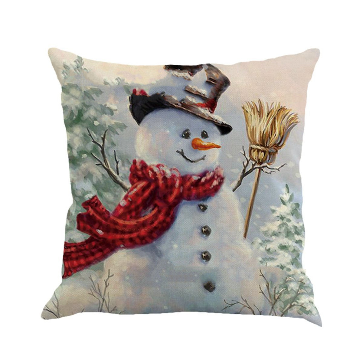 Christmas Snowman Series Asia Cotton And Linen Cushion Case Car Back Cushion Covers