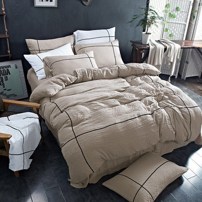 White sheet style washed cotton four-piece suit