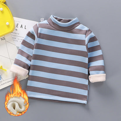 Children's base shirt plus velvet thick single piece