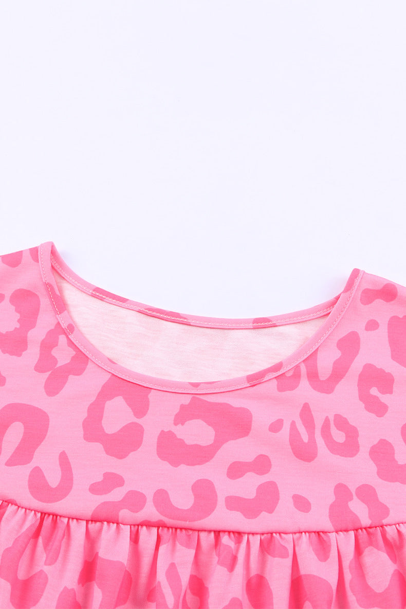 Spring And Summer Rose Red Leopard Print Printed Pullover