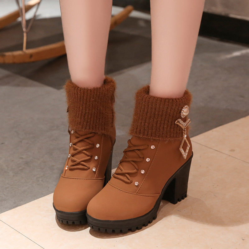 Women's Martin boots with wool and cashmere