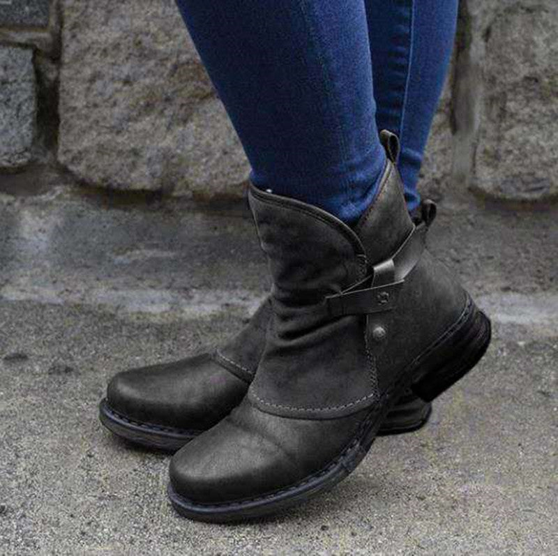 Round Head Thick With Female Velvet Short Boots
