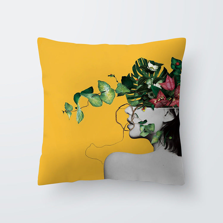 Geometric yellow Hawaiian pillowcase