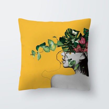 Geometric yellow Hawaiian pillowcase