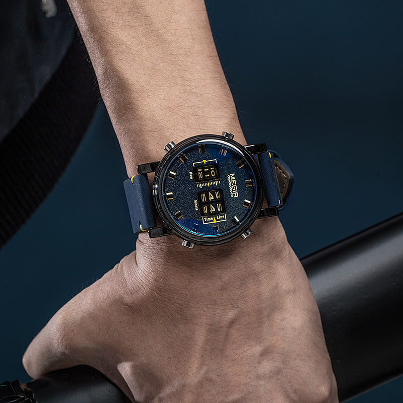 Fashion characteristic sports business leather quartz watch