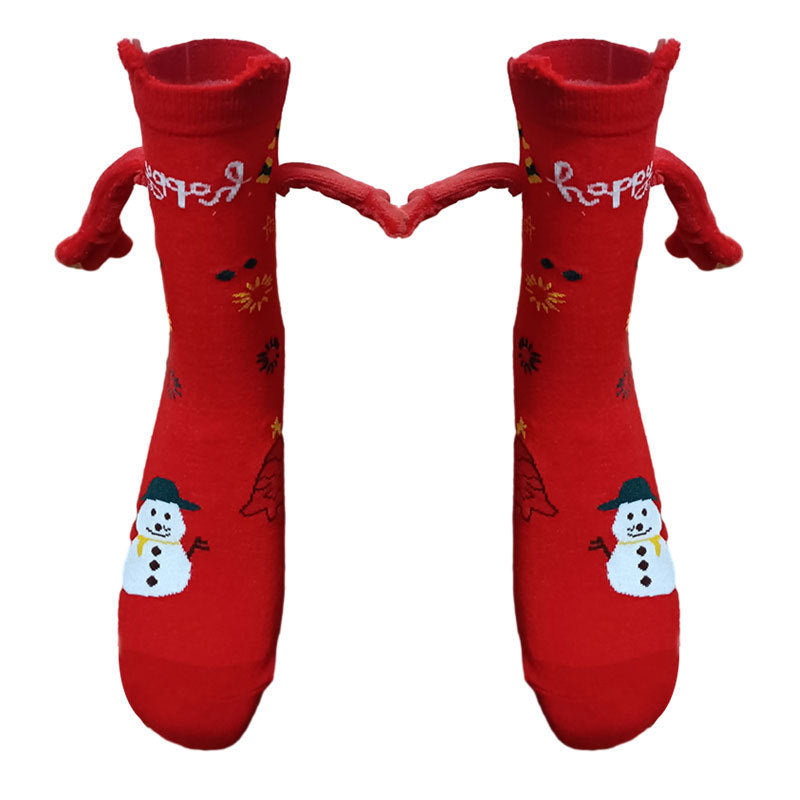 Hand Holding Couple Magnetic Handle Christmas Stockings