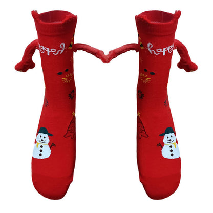Hand Holding Couple Magnetic Handle Christmas Stockings