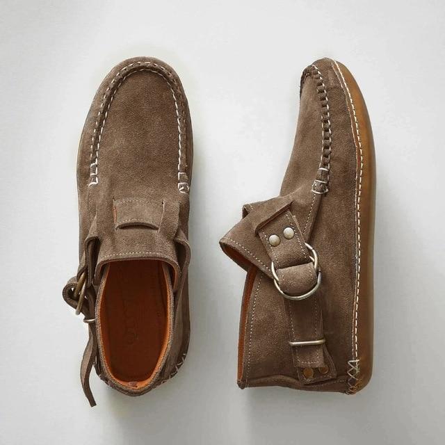 Flat High Top Martin Boots With Belt Buckle Single Shoes