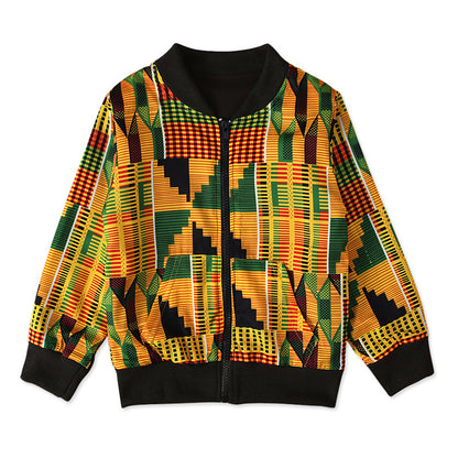 Bohemian print top zipper coat children's clothing
