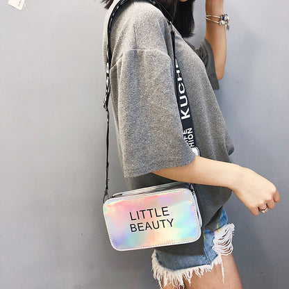 Letter wide shoulder belt laser small square bag