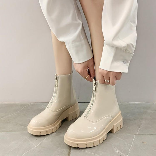 Platform front zipper Martin boots