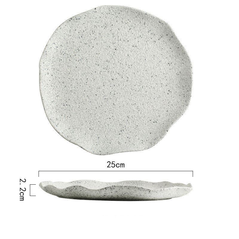 Nordic granite pattern tableware creative lotus leaf ceramic plate