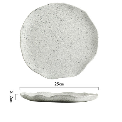 Nordic granite pattern tableware creative lotus leaf ceramic plate