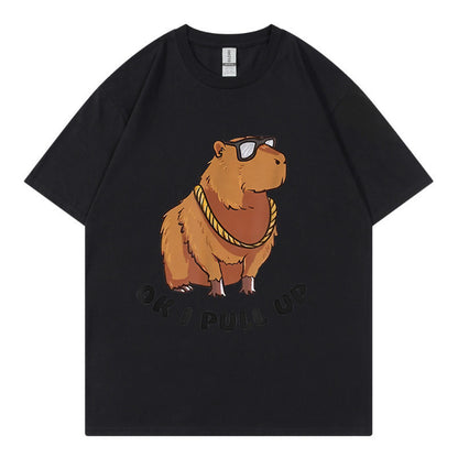 Printed Hip Hop Loose Short-sleeved T-shirt Men's Fashion Hong Kong Style Youth