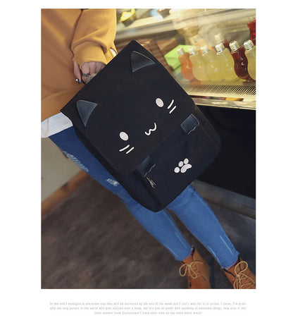 Cute cartoon cat middle school student backpack