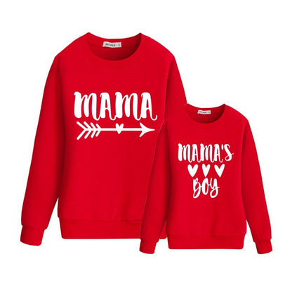 Parent child Mama boy alphabet print Pullover
