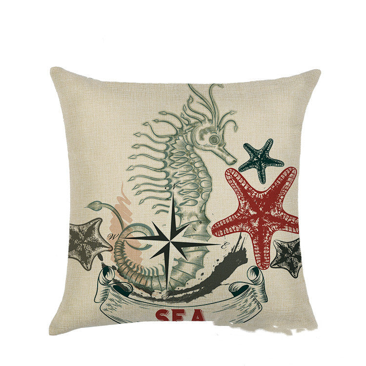 Sailing marine element linen pillowcase