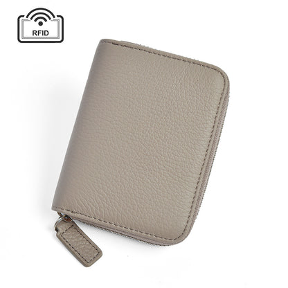 Leather Ins Organ Card Bag Rfid Anti-theft Zipper