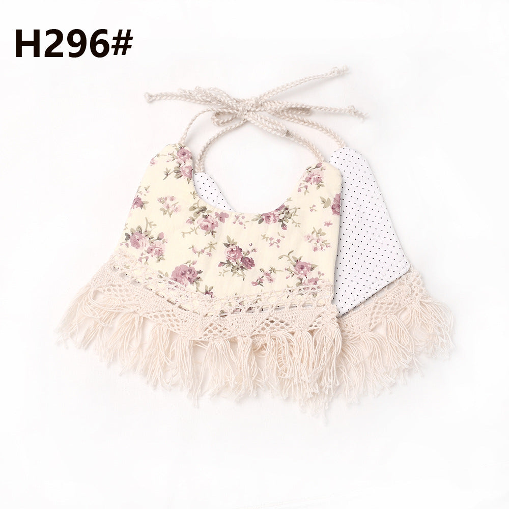 Cotton and linen two-layer saliva towel bib bib