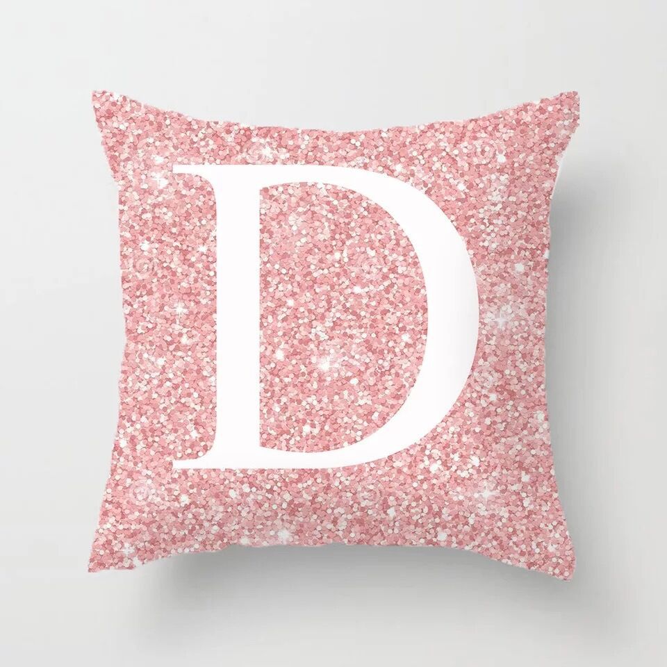 Metal Letters Peach Skin Fabric Pillow Cover Cushion Cover