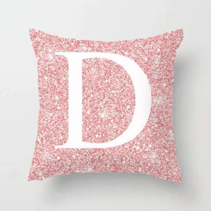 Metal Letters Peach Skin Fabric Pillow Cover Cushion Cover