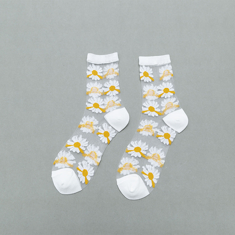 Little Daisy Glass Stockings Women's Middle Tube