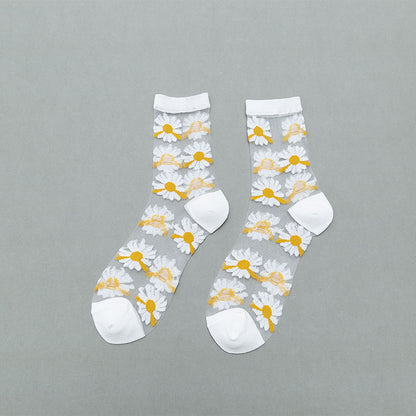 Little Daisy Glass Stockings Women's Middle Tube